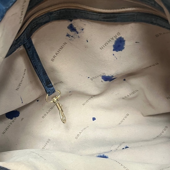 Brahmin Navy Crocodile-Embossed Shoulder Bag - Picture 14 of 15